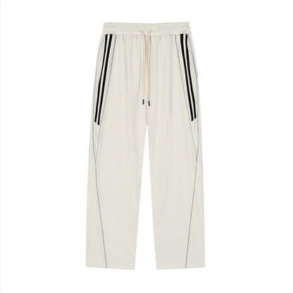 WAKE UP Reflection Striped Straight-Leg Sweatpants