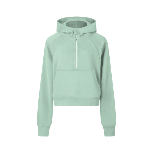 WAKE UP Cropped Half-Zip Hoodie
