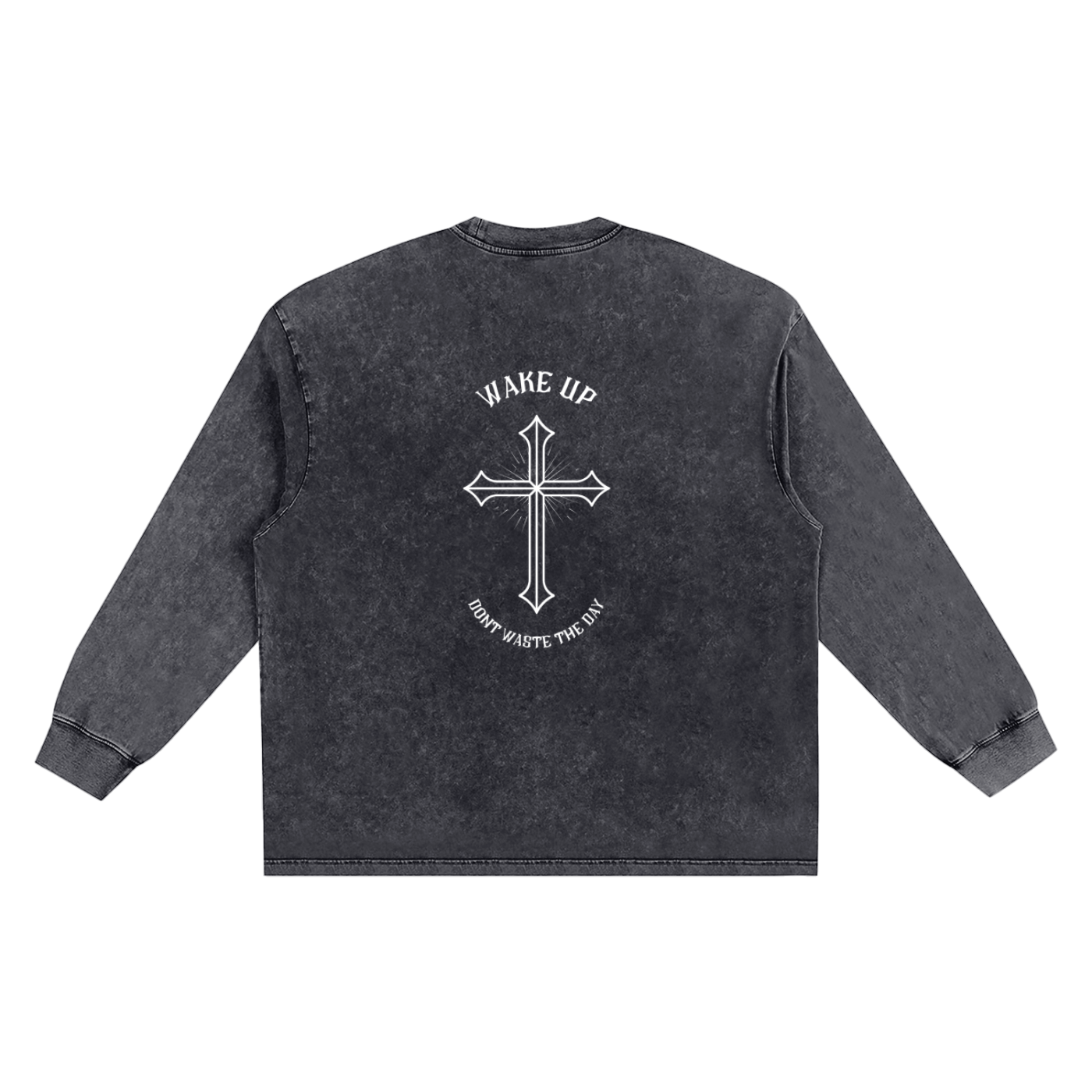 WAKE UP Snow Washed Frayed Long Sleeve