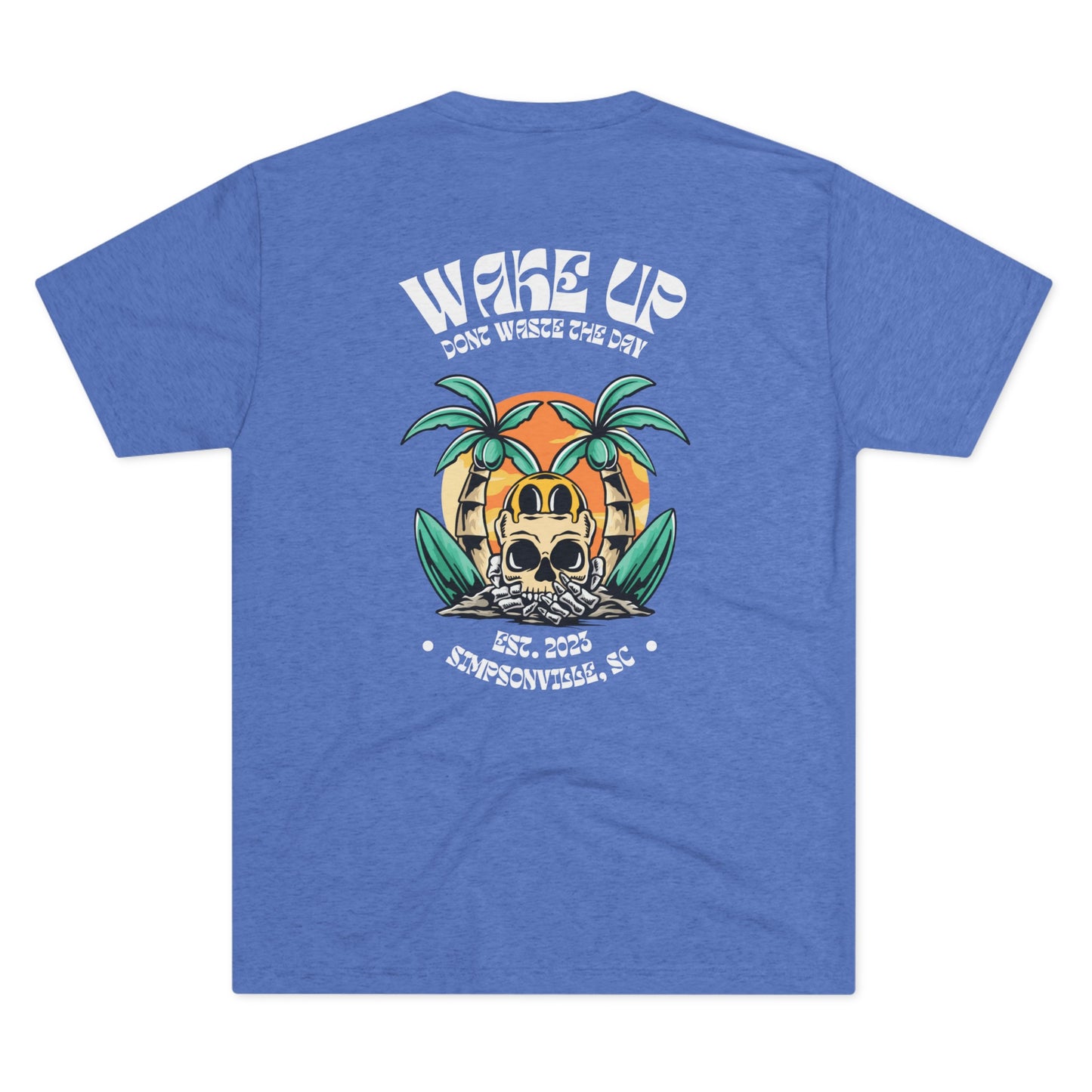 WAKE UP Summer Skull Beach Tri-Blend Tee