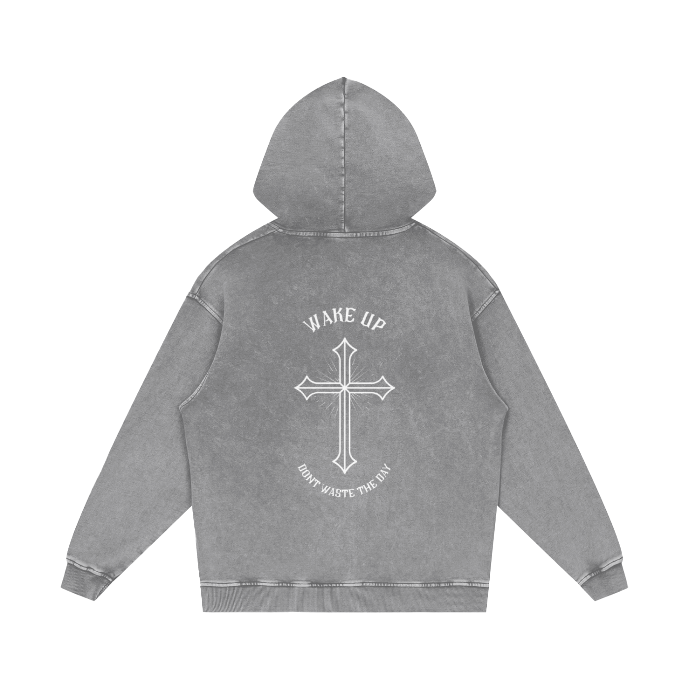 WAKE UP Oversized Snow Washed Hoodie