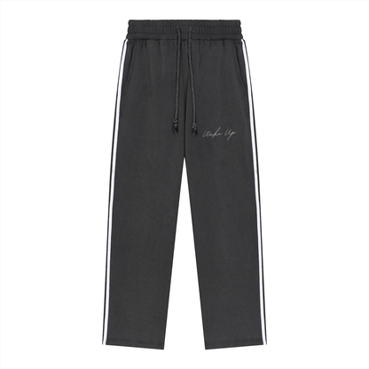 WAKE UP Snow Washed Contrast Tape Sweatpants