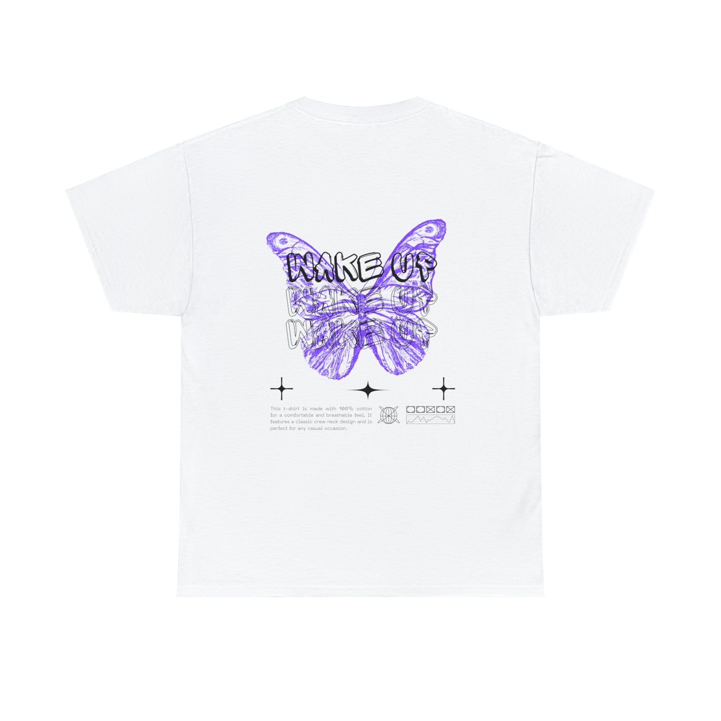 Camiseta con efecto mariposa WAKE UP (fuente Graffiti)
