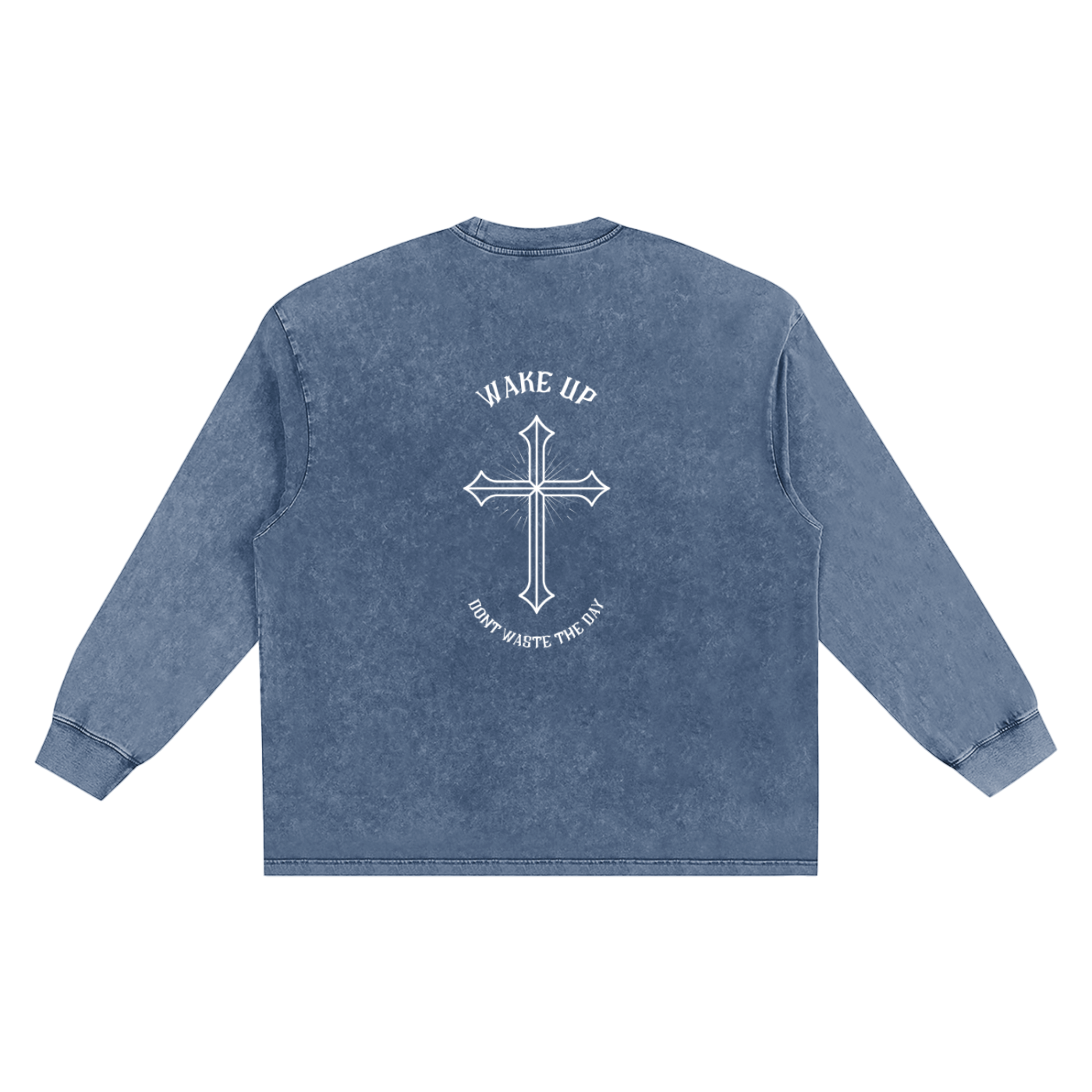 WAKE UP Snow Washed Frayed Long Sleeve