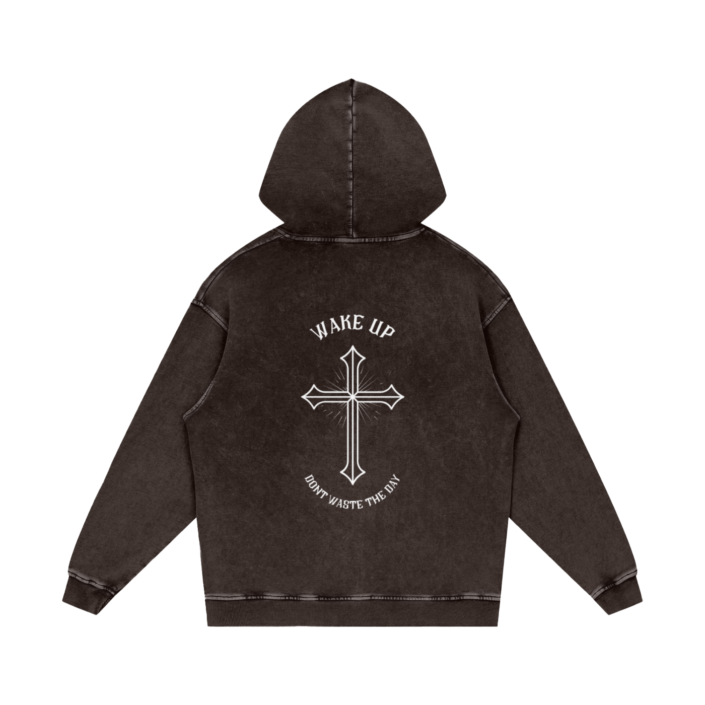 WAKE UP Oversized Snow Washed Hoodie