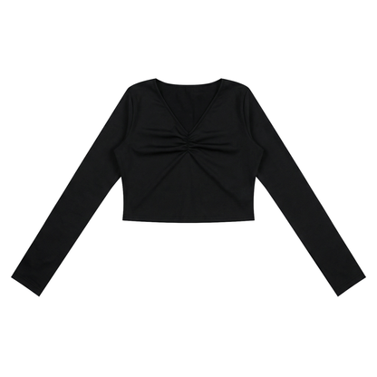 WAKE UP Women's Ruched Long Sleeve Crop T-Shirt