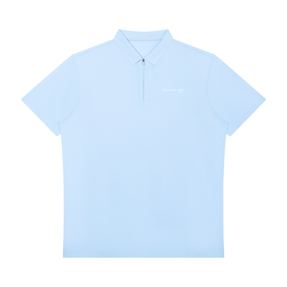 WAKE UP Men's Quarter-Zip Performance Polo Shirt