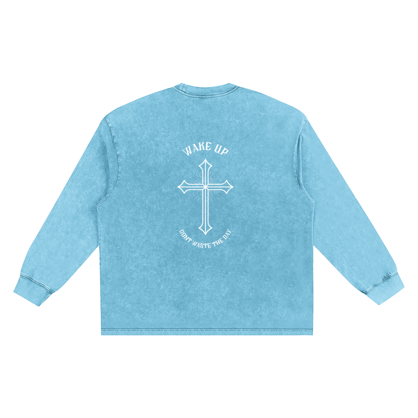 WAKE UP Snow Washed Frayed Long Sleeve