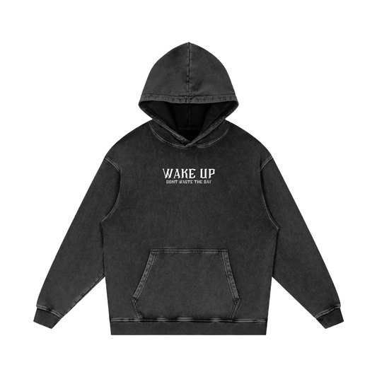 WAKE UP Oversized Snow Washed Hoodie
