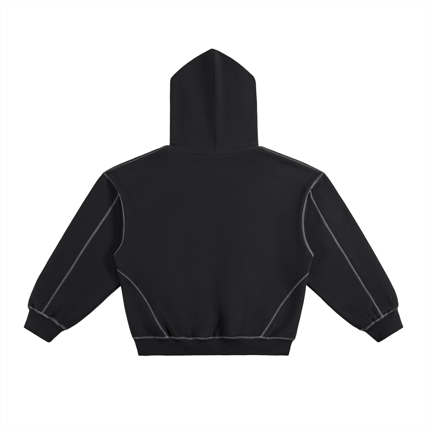 WAKE UP Contrast-Stitched Boxy Fleece Hoodie