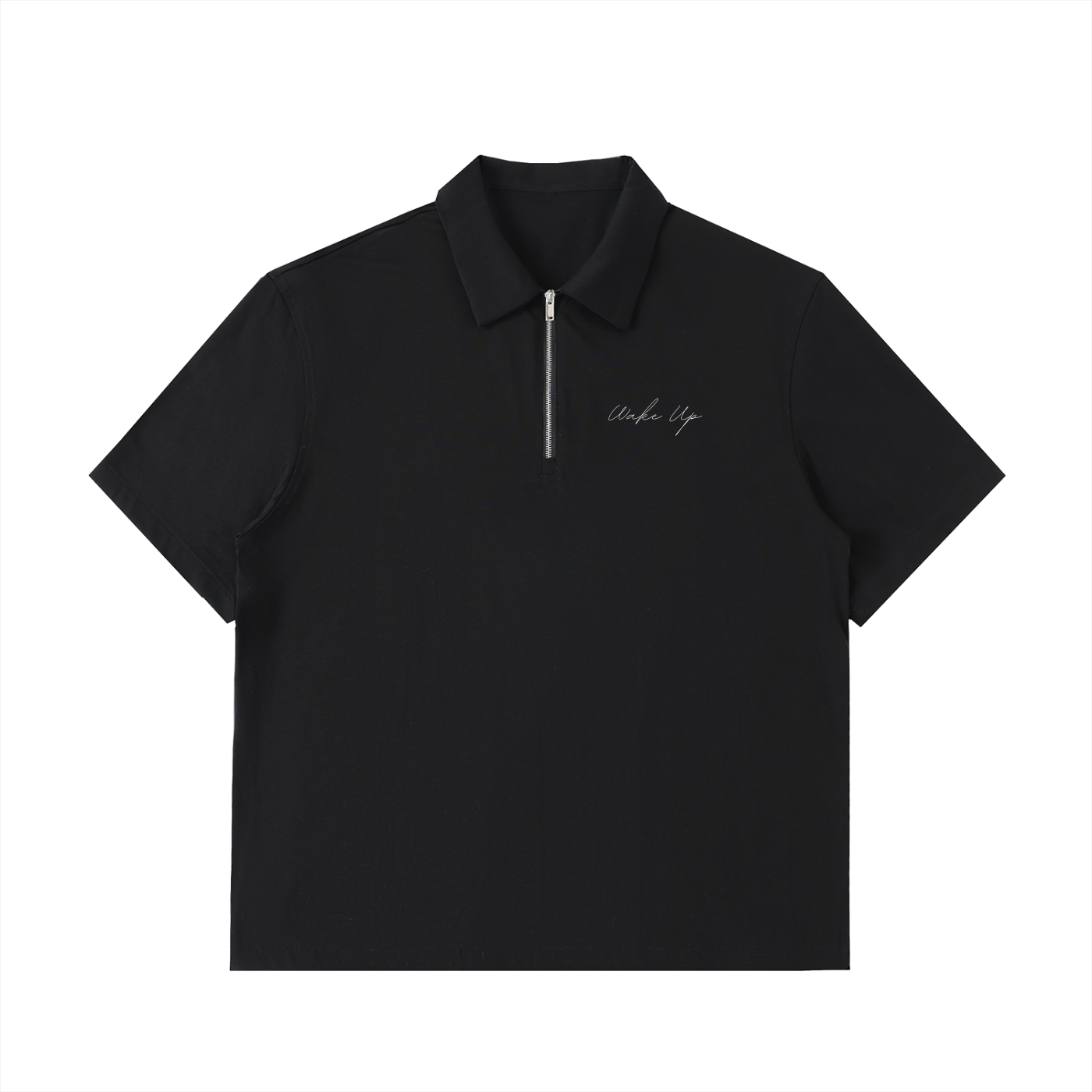WAKE UP Half-Zip Cotton Polo Shirt