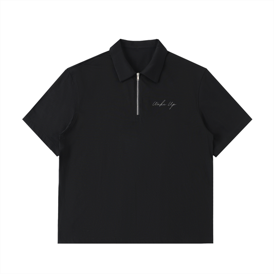 WAKE UP Half-Zip Cotton Polo Shirt