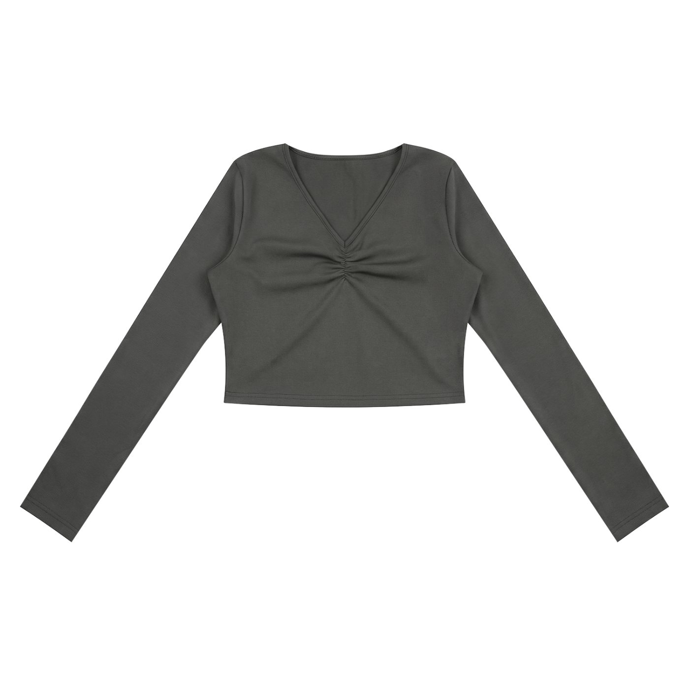 WAKE UP Women's Ruched Long Sleeve Crop T-Shirt