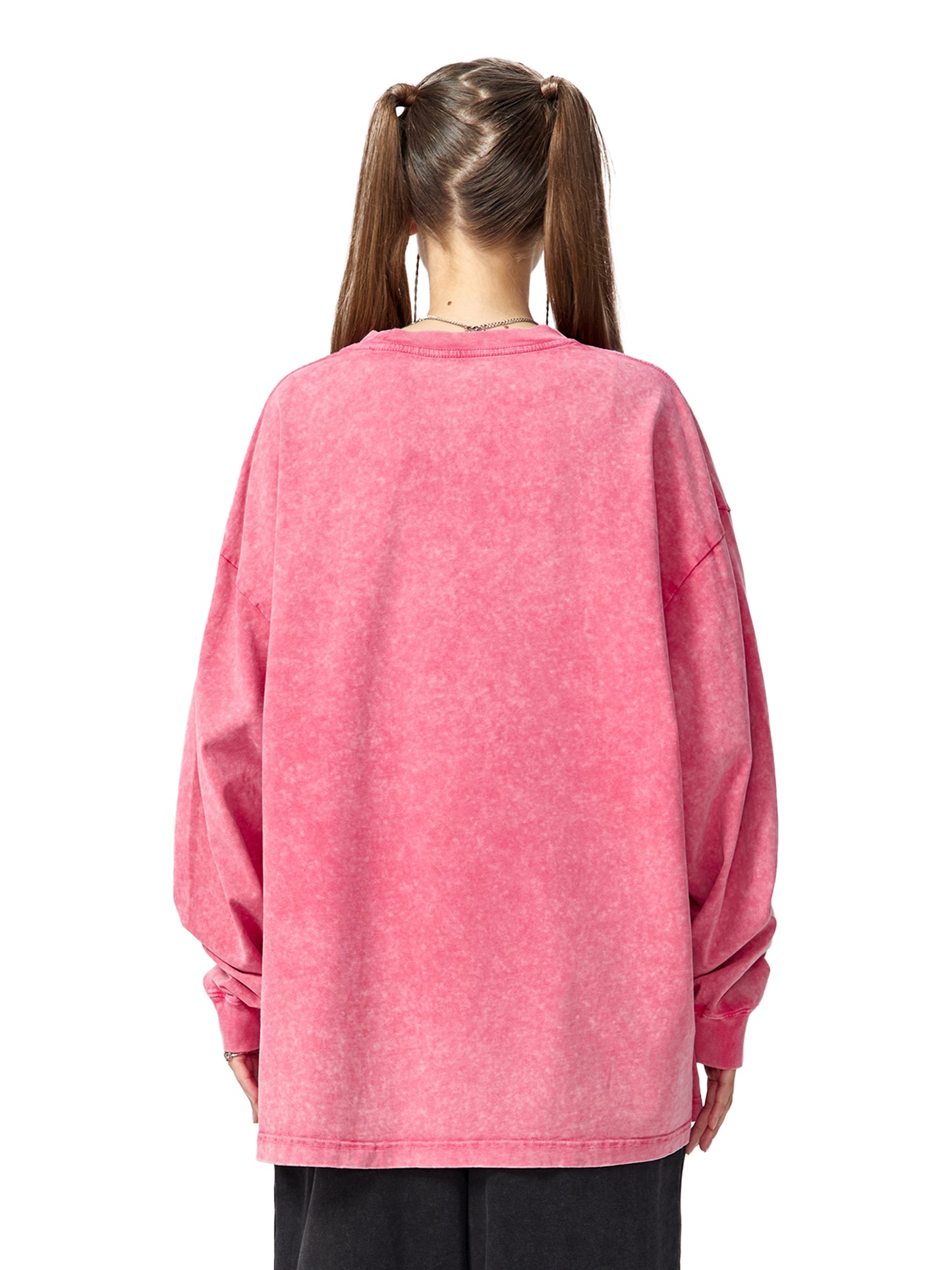 WAKE UP Snow Washed Frayed Long Sleeve