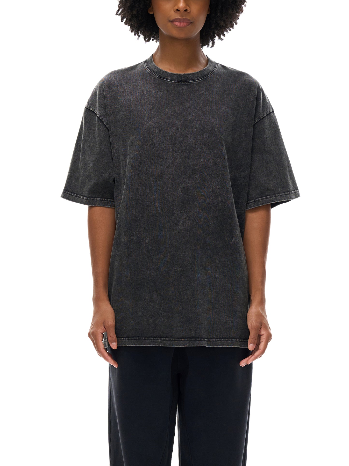 WAKE UP Snow Washed Oversized Cotton T-Shirt