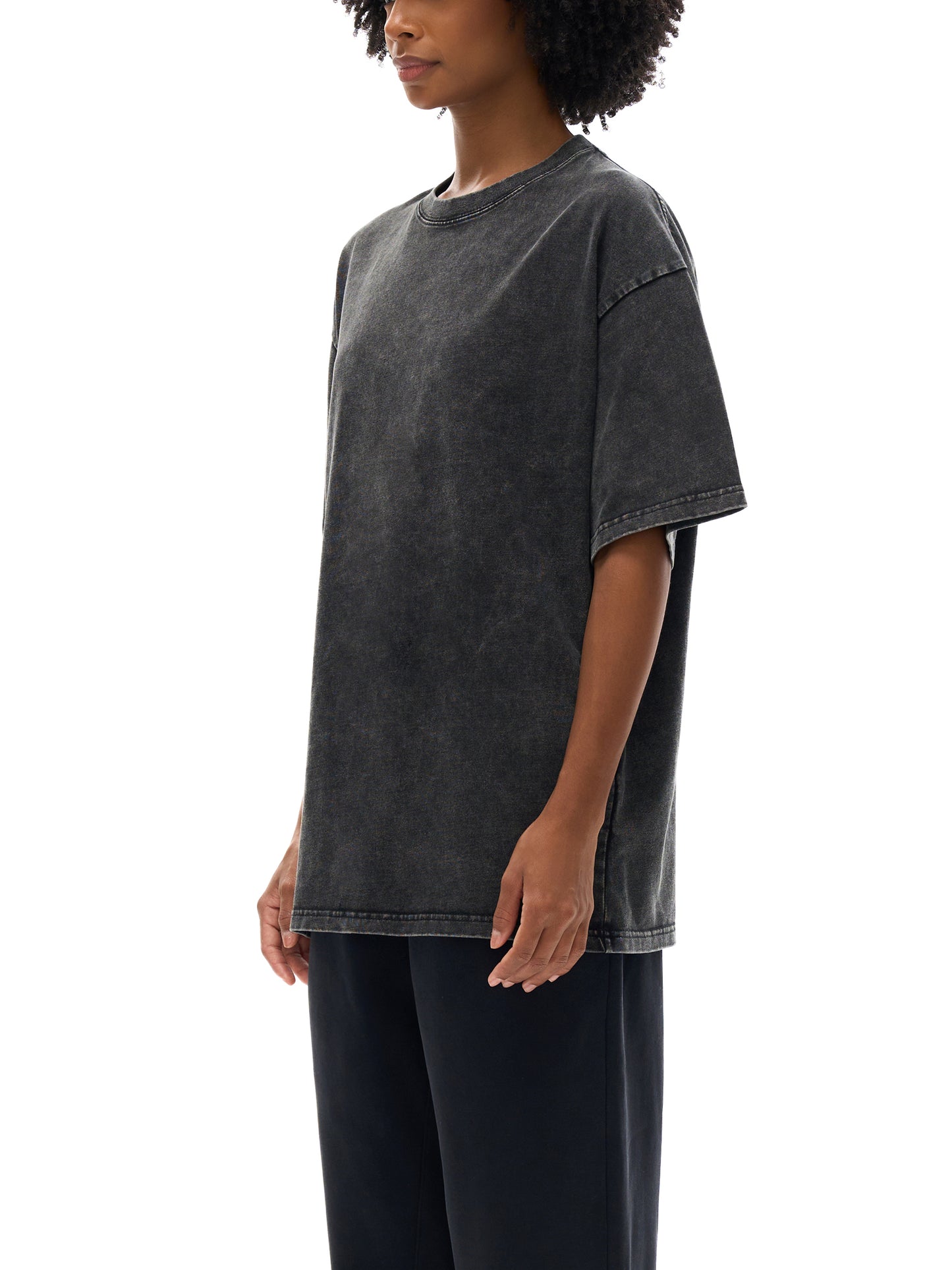 WAKE UP Snow Washed Oversized Cotton T-Shirt