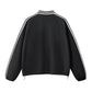 Contrast Striped Lapel Collar Sweatshirt
