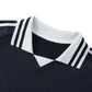 Contrast Striped Lapel Collar Sweatshirt
