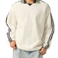 Contrast Striped Lapel Collar Sweatshirt