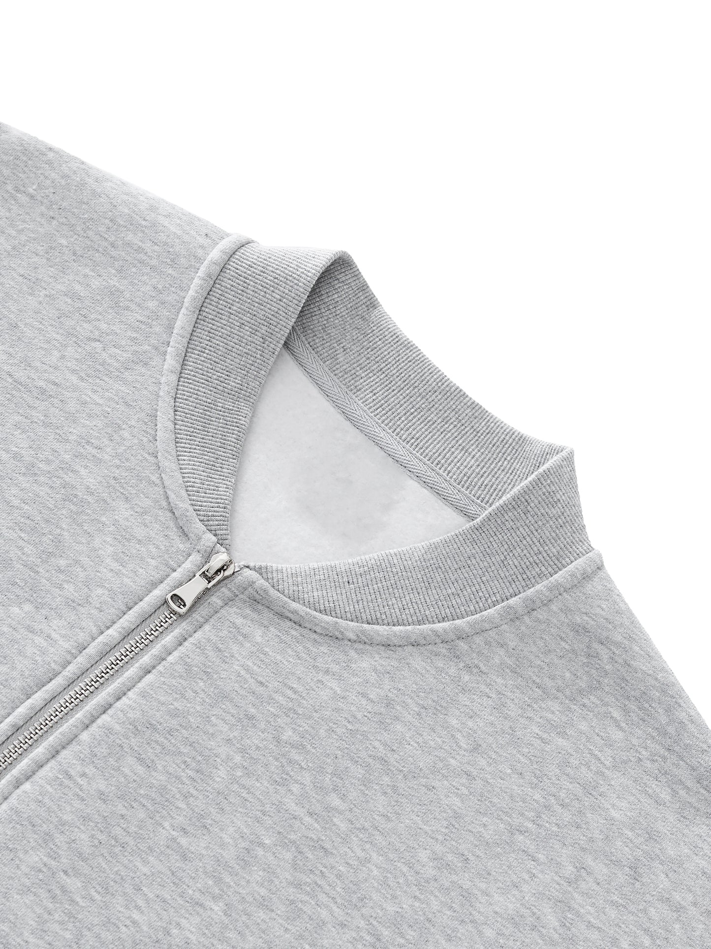 WAKE UP Essential Zip-Up Fleeced Varsity Jacket