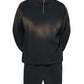 WAKE UP Sun Fade Raw Edge Quarter-Zip Sweatshirt