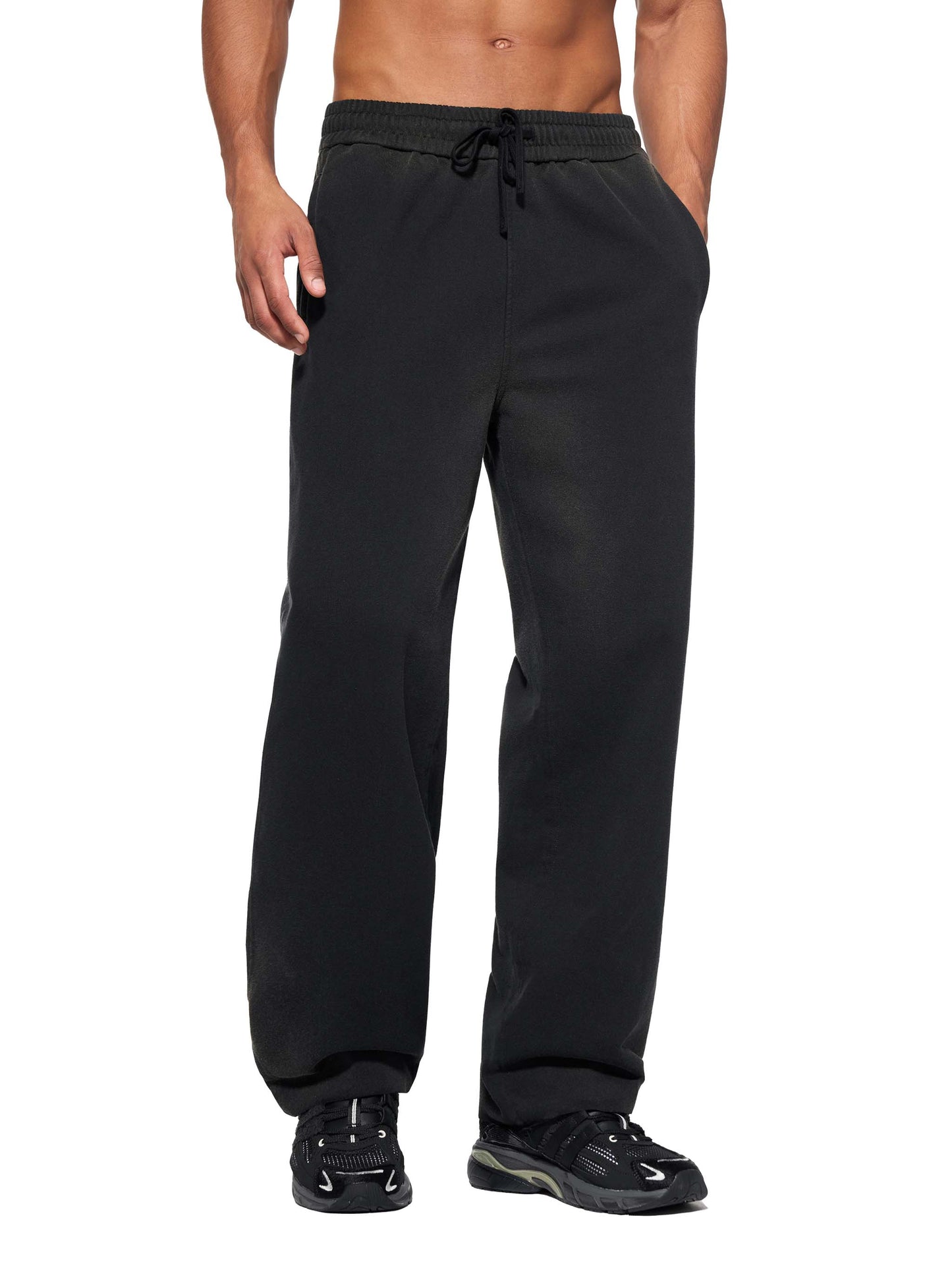 WAKE UP Sun Fade Raw Edge Straight-Leg Sweatpants