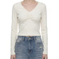 WAKE UP Women's Ruched Long Sleeve Crop T-Shirt