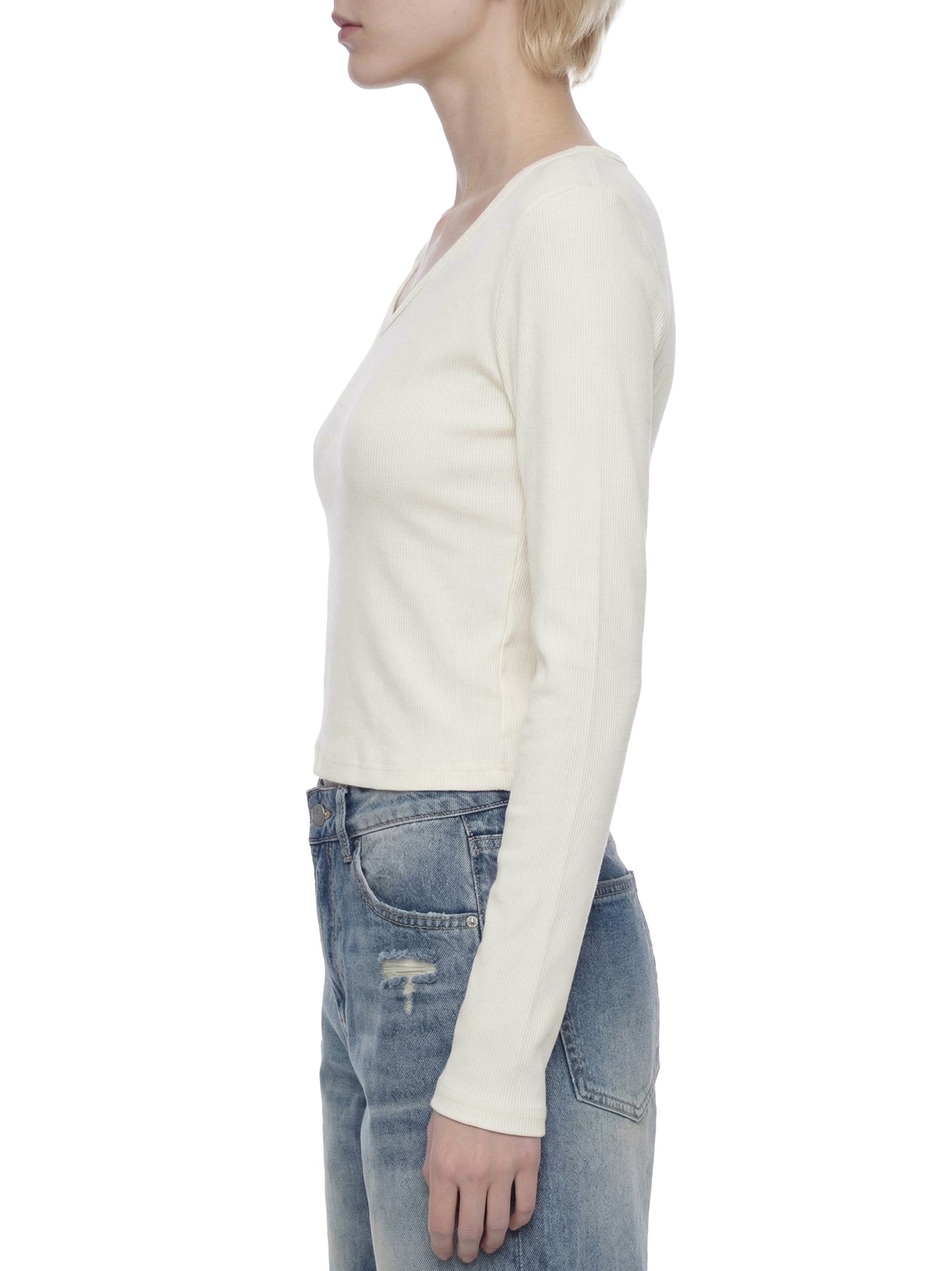 WAKE UP Women's Ruched Long Sleeve Crop T-Shirt
