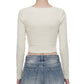 WAKE UP Women's Ruched Long Sleeve Crop T-Shirt