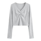 WAKE UP Women's Ruched Long Sleeve Crop T-Shirt