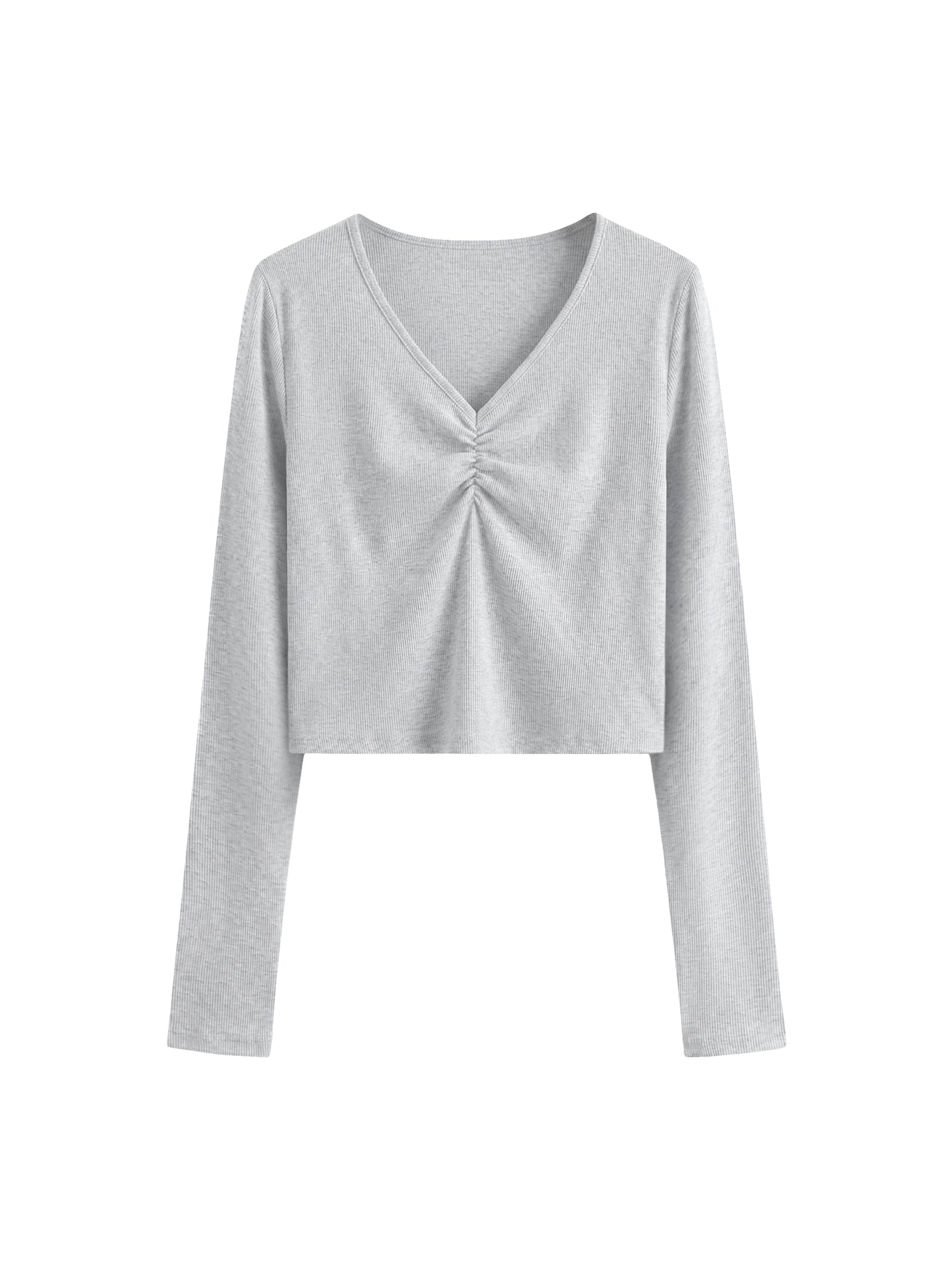 WAKE UP Women's Ruched Long Sleeve Crop T-Shirt