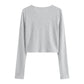 WAKE UP Women's Ruched Long Sleeve Crop T-Shirt